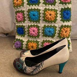 T.U.K. Unique Peacock Detailed Heels (New in Box) (Size 10)